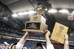 DETROIT - DECEMBER 05: Drew Willy #16 of the Buffalo Bulls celebrates with teammates the MAC Championship after defeating the Ball State Cardinals on December 5, 2008 at Ford Field in Detroit, Michigan. (Photo by Gregory Shamus/Getty Images)