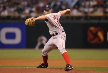 ST PETERSBURG, FL - JUNE 30: Pitcher Justin Masterson #63 of the Boston Red Sox starts against the Tampa Bay Rays June 30, 2008 at Tropicana Field in St. Petersburg, Florida.  (Photo by Al Messerschmidt/Getty Images)