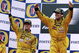 30 Aug 1998:  Damon Hill of Great Britain wins and Ralf Schumacher of Germany finishes second both driving for Jordan Mugen Honda at the Belgian Grand Prix at Spa-Francorchamps in Belgium. \ Mandatory Credit: Clive Mason /Allsport