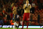LIVERPOOL, ENGLAND - AUGUST 24:   Martin Skrtel of Liverpool shows his dejection at the end of the Barclays Premier League match between Liverpool and Aston Villa at Anfield on August 24, 2009 in Liverpool, England. (Photo by Clive Brunskill/Getty Images)