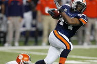 ATLANTA - DECEMBER 31: Ben Tate #44 of the Auburn University Tigers makes a run against the Clemson University Tigers during the Chick-Fil-A Bowl on December 31, 2007 at the Georgia Dome in Atlanta, Georgia. Auburn defeated Clemson 23-20 in overtime. (Photo by Chris Graythen/Getty Images)