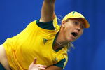 BEIJING - AUGUST 11: Alicia Molik of Australia serves against Maria Jose Martinez of Spain in the Women's Singles First Round match at the Olympic Green Tennis Center on Day 3 of the Beijing 2008 Olympic Games on August 11, 2008 in Beijing, China.  (Photo by Julian Finney/Getty Images)