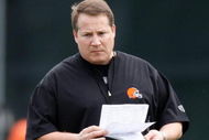 BEREA, OH - MAY 02:  Head coach Eric Mangini of the Cleveland Browns looks on  during rookie mini camp at the Cleveland Browns Training and Administrative Complex on May 2, 2009 in Berea, Ohio.  (Photo by Gregory Shamus/Getty Images)