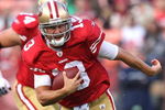 SAN FRANCISCO - AUGUST 14:  Shaun Hill #13 of the San Francisco 49ers runs the ball against the Denver Broncos during a preseason game on August 14, 2009 at Candlestick Park in San Francisco, California.  (Photo by Jed Jacobsohn/Getty Images)