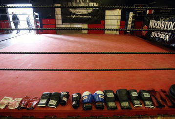 AUCKLAND, NEW ZEALAND - AUGUST 11:  David Tua's gloves line the boxing ring before a training session at his gym on August 11, 2009 in Auckland, New Zealand.  (Photo by Sandra Mu/Getty Images)