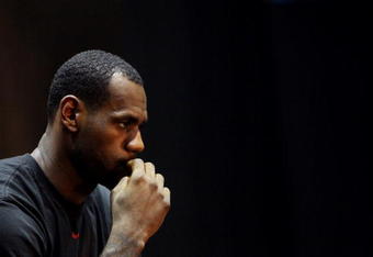 BEIJING - AUGUST 24:  LeBron James of the Cleveland Cavaliers takes part in a promotional event during a visit to China on August 24, 2009 in Beijing, China.  (Photo by Feng Li/Getty Images)
