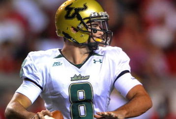RALEIGH, NC - SEPTEMBER 27:  Quarterback Matt Grothe #8 of South Florida Bulls throws a pass in the third quarter of the college football game against North Carolina State Wolfpack at Carter-Finley Stadium on September 27, 2008 in Raleigh, North Carolina. South Florida won the game 41-10. (Photo by Steve Dykes/Getty Images)