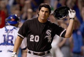 CHICAGO - JUNE 22: Carlos Quentin #20 of the Chicago White Sox tosses his helmet after striking out during the game against the Chicago Cubs on June 22, 2008 at Wrigley Field in Chicago, Illinois. The Cubs defeated the White Sox 7-1. (Photo by Jonathan Daniel/Getty Images) 