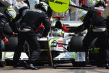 VALENCIA, SPAIN - AUGUST 23:  Jenson Button of Great Britain and Brawn GP drives in for a pitstop during the European Formula One Grand Prix at the Valencia Street Circuit on August 23, 2009, in Valencia, Spain.  (Photo by Mark Thompson/Getty Images)