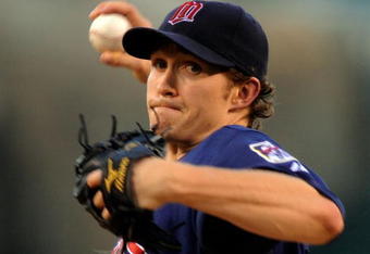 ANAHEIM, CA - JULY 23:  Scott Baker #30 pitcher for the Minnesotta Twins throws a pitch against the Los Angeles Angels of Anaheim during the first inning of the baseball game on July 23, 2009 in Anaheim, California.  (Photo by Kevork Djansezian/Getty Images)