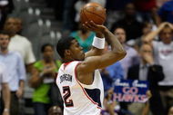 ATLANTA - MAY 11:  Joe Johnson #2 of the Atlanta Hawks shoots against the Cleveland Cavaliers during Game Four of the Eastern Conference Semifinals during the 2009 NBA Playoffs at Philips Arena on May 11, 2009 in Atlanta, Georgia.  NOTE TO USER: User expressly acknowledges and agrees that, by downloading and/or using this Photograph, user is consenting to the terms and conditions of the Getty Images License Agreement.  (Photo by Andy Lyons/Getty Images)