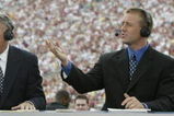 TALLAHASSEE, FL - OCTOBER 26:  ESPN College GameDay announcers (l to r) Chris Fowler, Lee Corso and Kirk Herbstreit comment during the NCAA football game between Notre Dame and Florida State at Doak Campbell Stadium on October 26, 2002 in Tallahassee, Florida.  The Notre Dame Fighting Irish defeated the Florida State Seminoles 34-24.  (Photo by Craig Jones/Getty Images)