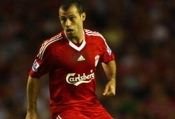 LIVERPOOL, ENGLAND - AUGUST 19:  Javier Mascherano of Liverpool in action during the Barclays Premier League match between Liverpool and Stoke City at Anfield on August 19, 2009 in Liverpool, England. (Photo by Clive Brunskill/Getty Images)