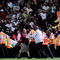LONDON, ENGLAND - AUGUST 25: A West Ham United fan confronts the stewards during the Carling Cup second round match between West Ham United and Millwall which was marred by violence at Upton Park on August 25, 2009 in London, England. (Photo by Shaun Botterill/Getty Images)