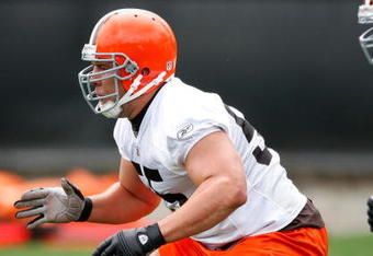 BEREA, OH - MAY 02:  Alex Mack #55 of the Cleveland Browns runs through a drill during rookie mini camp at the Cleveland Browns Training and Administrative Complex on May 2, 2009 in Berea, Ohio.  (Photo by Gregory Shamus/Getty Images)