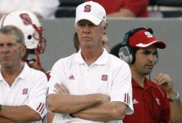 RALEIGH, NC - SEPTEMBER 29: Head coach Tom O'Brien of the North Carolina State Wolfpack looks on from the sidelines during the second half against the Louisville Cardinals at Carter-Finley Stadium September 29, 2007 in Raleigh, North Carolina. Louisville defeated North Carolina State 29-10. (Photo by Kevin C. Cox/Getty Images) 