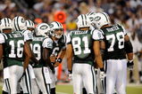 BALTIMORE - AUGUST 24:  Mark Sanchez #6 of the New York Jets talks to teammates in the huddle during a preseason game against the Baltimore Ravens at M&T Bank Stadium on August 24, 2009 in Baltimore, Maryland.  (Photo by Greg Fiume/Getty Images)