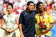 BEIJING - AUGUST 23: Juan Riquelme of Argentina and Ronaldinho of Brazil share a joke during the medal ceremony for the Men's Final between Nigeria and Argentina at the National Stadium on Day 15 of the Beijing 2008 Olympic Games on August 23, 2008 in Beijing, China.  (Photo by Koji Watanabe/Getty Images)