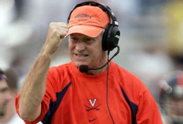 ATLANTA - NOVEMBER 20:  Head coach Al Groh shows his excitement after Alvin Pearman of the Virginia Cavaliers went 36 yards for a first down against the Georgia Tech Yellow Jackets as the Cavs defeated the Yellow Jackets 30-10 during NCAA football action at Bobby Dodd Stadium on November 20, 2004 in Atlanta, Georgia. (Photo by Doug Pensinger/Getty Images)