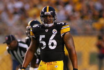 PITTSBURGH - AUGUST 13:  LaMarr Woodley #56 of the Pittsburgh Steelers stands on the field during the preseason NFL game against the Arizona Cardinals at Heinz Field on August 13, 2009 in Pittsburgh, Pennsylvania.  The Steelers won 20-10.  (Photo by Rick Stewart/Getty Images)