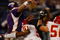 MINNEAPOLIS, MN - AUGUST 21: Quarterback Brett Favre #4 of the Minnesota Vikings gets tackled just after passing the football by linebacker Corey Mays #51 the Kansas City Chiefs at Hubert H. Humphrey Metrodome on August 21, 2009 in Minneapolis, Minnesota. (Photo by Scott Boehm/Getty Images)