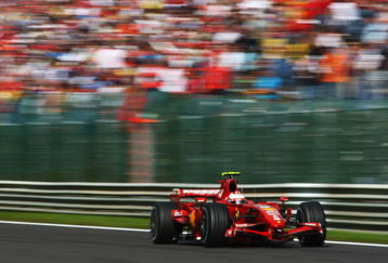 SPA FRANCORCHAMPS, BELGIUM - SEPTEMBER 16:  Kimi Raikkonen of Finland and Ferrari drives on his way to winning the Belgian Formula One Grand Prix at the Circuit of Spa Francorchamps on September 16, 2007 in Spa Francorchamps, Belgium.  (Photo by Clive Mason/Getty Images)
