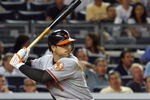 NEW YORK - JULY 20:  Brian Roberts #1 of the Baltimore Orioles bats against the New York Yankees on July 20, 2009 at Yankee Stadium in the Bronx borough of New York City.  (Photo by Jim McIsaac/Getty Images)