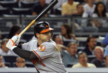 NEW YORK - JULY 20:  Brian Roberts #1 of the Baltimore Orioles bats against the New York Yankees on July 20, 2009 at Yankee Stadium in the Bronx borough of New York City.  (Photo by Jim McIsaac/Getty Images)