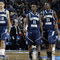 BUFFALO, NY - MARCH 15: Gerald Lee #12 Abdi Lidonde #11 and Arnaud Dahi #31 of the Old Dominion Monarchs stand on the court against the Butler Bulldogs during round one of the NCAA Men's Basketball Tournament at the HSBC Arena on March 15, 2007 in Buffalo, New York. (Photo by Rick Stewart/Getty Images)