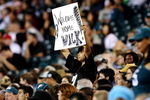 PHILADELPHIA, PA - AUGUST 27:  A fan holds up a sign supporting Michael Vick #7 of the Philadelphia Eagles during the preseason game against the Jacksonville Jaguars of the Philadelphia Eagles at Lincoln Financial Field on August 27, 2009 in Philadelphia, Pennsylvania.  (Photo by Jim McIsaac/Getty Images)