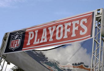 MIAMI, FL - JANUARY 4:  An NFL playoff banner is on display as the Miami Dolphins host the Baltimore Ravens in an NFL Wildcard Playoff Game at Dolphins Stadium on January 4, 2009 in Miami, Florida.  (Photo by Al Messerschmidt/Getty Images)