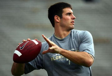 TALLAHASSEE, FL - NOVEMBER 29:  Quarterback Christian Ponder #7 of the Florida State Seminoles warms up prior to playing against the Florida Gators at Bobby Bowden Field at Doak Campbell Stadium on November 29, 2008 in Tallahassee, Florida. (Photo by Marc Serota/Getty Images)