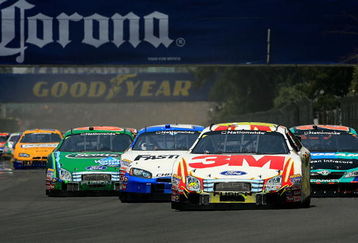 MEXICO CITY, MEXICO - APRIL 20: Colin Braun, driver of the #16 3M Ford leads the field into turn one at the start of the NASCAR Nationwide Series Corona Mexico 200 at Autodromo Hermanos Rodriguez on April 20, 2008 in Mexico City, Mexico. (Photo by Jason Smith/Getty Images for NASCAR)