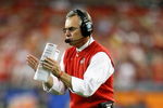 GLENDALE, AZ - JANUARY 05:  Head coach Jim Tressel of the Ohio State Buckeyes reacts during the Tostitos Fiesta Bowl Game against the Texas Longhorns on January 5, 2009 at University of Phoenix Stadium in Glendale, Arizona.   The Longhorns defeated the Buckeyes 24-21.  (Photo by Jeff Gross/Getty Images)