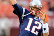 LANDOVER, MD - AUGUST 28:  Tom Brady #12 of the New England Patriots warms up before a preseason game against the Washington Redskins at FedExField on August 28, 2009 in Landover, Maryland.  (Photo by Greg Fiume/Getty Images)