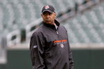 CINCINNATI, OH - MAY 1:  Head coach Marvin Lewis of the Cincinnati Bengals watches practice during rookie minicamp at Paul Brown Stadium on May 1, 2009 in Cincinnati, Ohio.  (Photo by Mark Lyons/Getty Images)