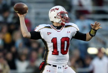CHESTNUT HILL, MA - NOVEMBER 29:  Chris Turner #10 of the Maryland Terrapins passes the ball in the first quarter against the Boston College Eagles on November 29, 2008 at Alumni Stadium in Chestnut Hill, Massachusetts.  (Photo by Elsa/Getty Images)