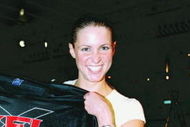 12 Jul 2000: Stephanie McMahon poses with a XFL jersey during the XFL Press Conference at the House of Blues in Los Angeles, California.Mandatory Credit: Tom Hauck /Allsport
