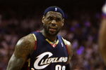 ORLANDO, FL - MAY 30:  LeBron James #23 of the Cleveland Cavaliers reacts after a play against the Orlando Magic in Game Six of the Eastern Conference Finals during the 2009 Playoffs at Amway Arena on May 30, 2009 in Orlando, Florida. NOTE TO USER: User expressly acknowledges and agrees that, by downloading and or using this photograph, User is consenting to the terms and conditions of the Getty Images License Agreement  (Photo by Elsa/Getty Images)