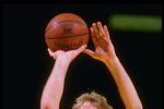 1985:  Boston Celtis forward Larry Bird shoots during game. Mandatory Credit: Allsport  /Allsport