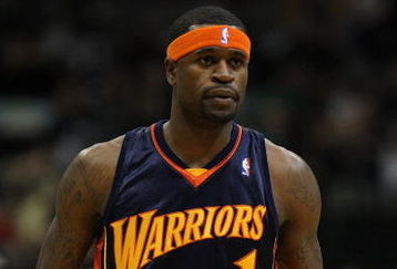 DALLAS - JANUARY 28:  Stephen Jackson #1 of the Golden State Warriors during play against the Dallas Mavericks on January 28, 2008 at American Airlines Center in Dallas, Texas.  NOTE TO USER: User expressly acknowledges and agrees that, by downloading and/or using this Photograph, user is consenting to the terms and conditions of the Getty Images License Agreement.  (Photo by Ronald Martinez/Getty Images)