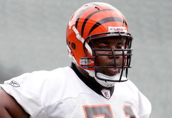 CINCINNATI, OH - MAY 1:  First round draft pick Andre Smith #71 of the Cincinnati Bengals waits his turn for a drill during rookie minicamp at Paul Brown Stadium on May 1, 2009 in Cincinnati, Ohio.  (Photo by Mark Lyons/Getty Images)