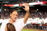 PHOENIX - AUGUST 29:  Luis Gonzalez waves to the fans as he is awarded the 'Key to the Stadium' on Luis Gonzalez Appreciation Night before the major league baseball game between the Houston Astros and the Arizona Diamondbacks at Chase Field on August 29, 2009 in Phoenix, Arizona.  (Photo by Christian Petersen/Getty Images)