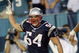 PHILADELPHIA - SEPTEMBER 14: Linebacker Tedy Bruschi #54 of the New England Patriots celebrates after returning an interception for a touchdown during the NFL game against the Philadelphia Eagles on September 14, 2003 at Lincoln Financial Field in Philadelphia, Pennsylvania. The Patriots defeated the Eagles 31-10. (Photo by Nick Laham/Getty Images)