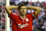 LIVERPOOL, ENGLAND - AUGUST 24:  Steven Gerrard of Liverpool shows his frustration during the Barclays Premier League match between Liverpool and Aston Villa at Anfield on August 24, 2009 in Liverpool, England.  (Photo by Alex Livesey/Getty Images)