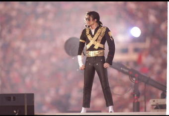 31 Jan 1993:  Singer Michael Jackson performs during halftime at Super Bowl XXVII between the Dallas Cowboys and the Buffalo Bills at the Rose Bowl in Pasadena, California.  The Cowboys won the game, 52-17. Mandatory Credit: Mike Powell  /Allsport