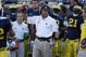 ANN ARBOR, MI - SEPTEMBER 27: Head coach Rich Rodriguez of the Michigan Wolverines holds a football during the game against the Wisconsin Badgers on September 27, 2008 at Michigan Stadium in Ann Arbor, Michigan. (Photo by Gregory Shamus/Getty Images)