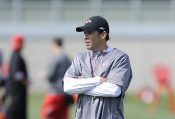 KANSAS CITY, MO - MAY 9:  Head coach Todd Haley of the Kansas City Chiefs looks on during a rookie minicamp at the Chiefs practice facility on May 9, 2009 in Kansas City, Missouri. (Photo by G. Newman Lowrance/Getty Images)