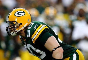 GREEN BAY, WI - AUGUST 15:  Linebacker A.J. Hawk #50 of the Green Bay Packers plays defense against the Cleveland Browns during the preseason game at Lambeau Field on August 15, 2009 in Green Bay, Wisconsin.  (Photo by Jonathan Daniel/Getty Images)