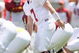LOS ANGELES, CA - APRIL 25: Quarterback Matt Barkley #7 of the USC Trojans at the line of scrimmage during the spring game on April 25, 2009 at the Los Angeles Memorial Coliseum in Los Angeles, California.  The cardinal team won 16-10.  (Photo by Jeff Golden/Getty Images)